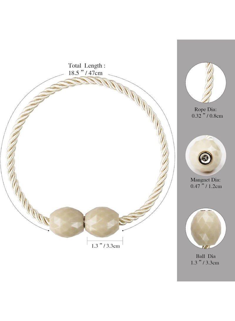 6 Pack Strong Magnetic Curtain Tiebacks Rope Decorative Curtain Tie Backs Magnetic Curtain Holders for Drapes Window Treatment Holdbacks, Beige - Image 2